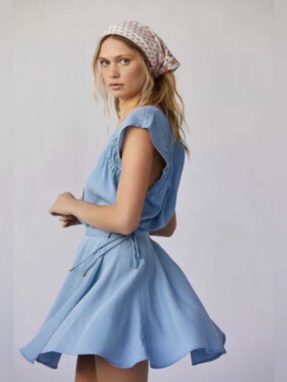 Free People “ZAZA” Denim Wrap Mini Skirt , Size Medium